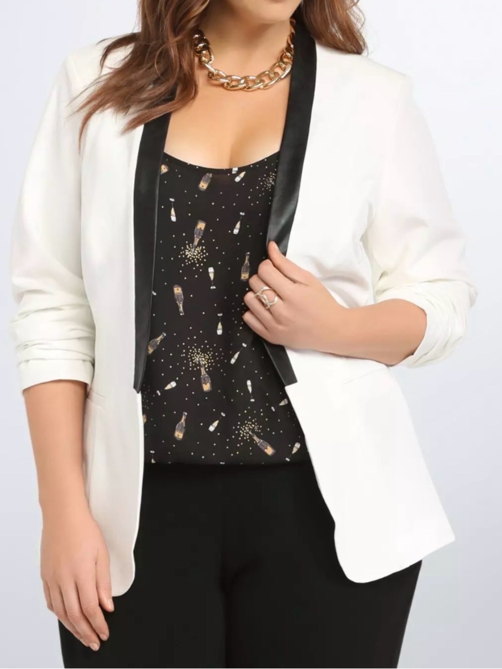 torrid White Blazer with Black leather Trim xl